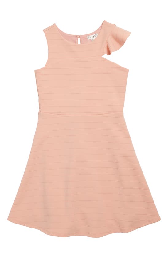 Ava & Yelly Kids' Ribbed Skater Dress In Coral