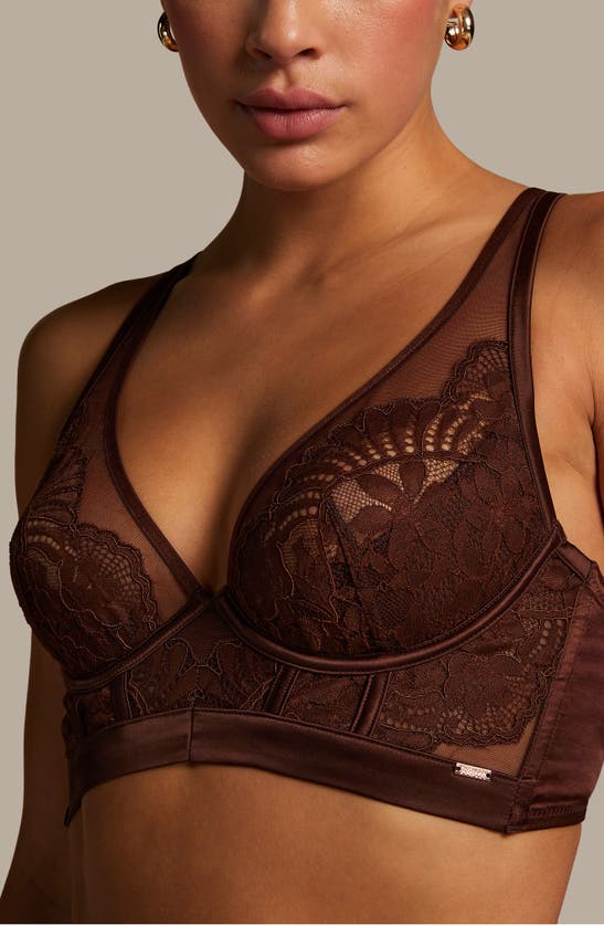 Shop Hunkemoller Hunkemöller Indigo Longline Underwire Bra In Chicory Coffee