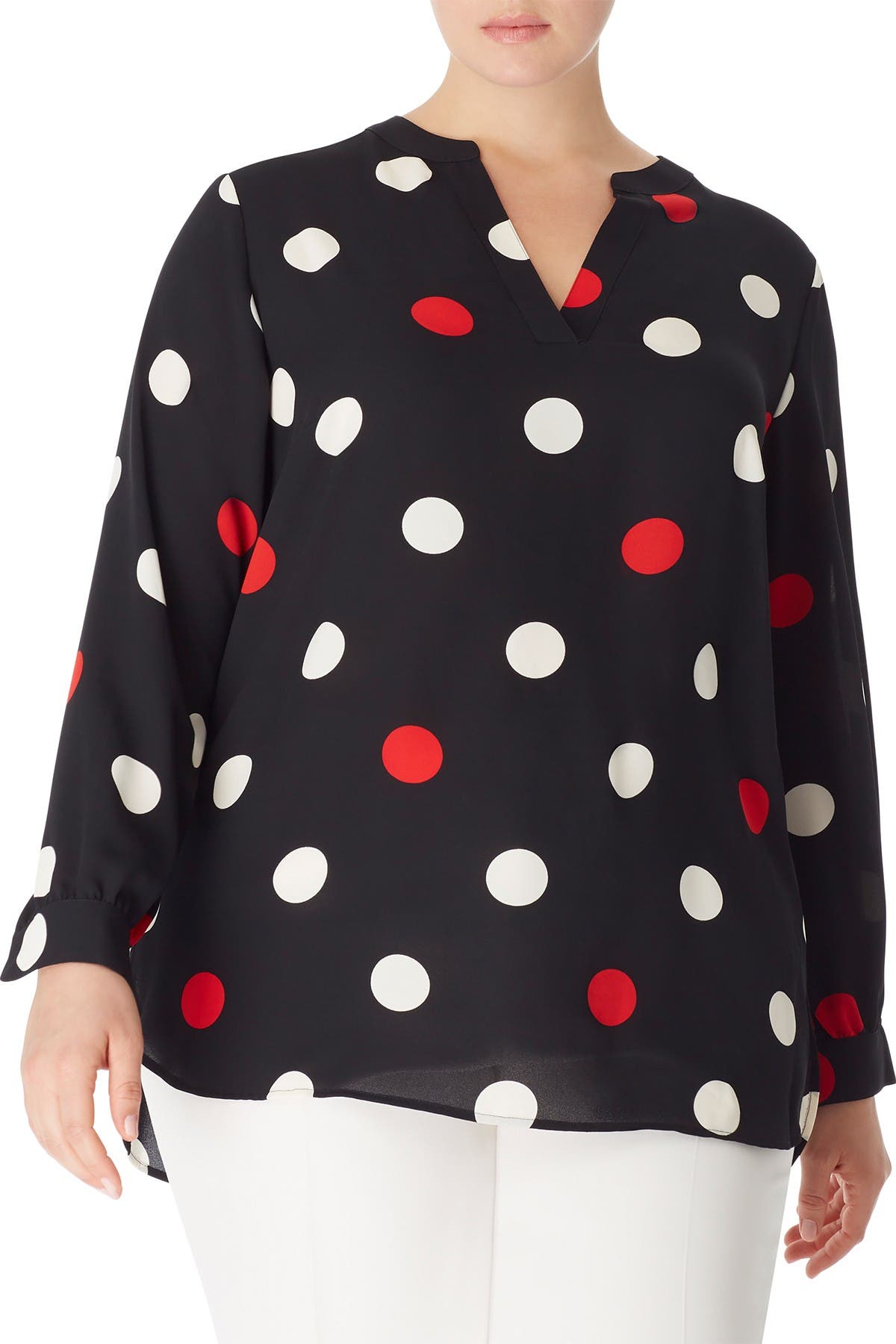 large polka dot blouse