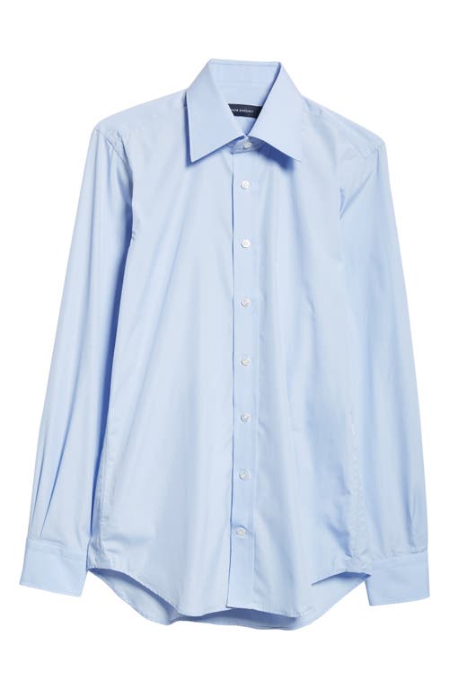 Stretch Poplin Button-Up Shirt in Sky Blue