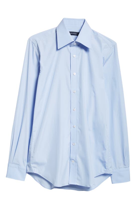 Thom Sweeney Stretch Poplin Button-up Shirt In Blue