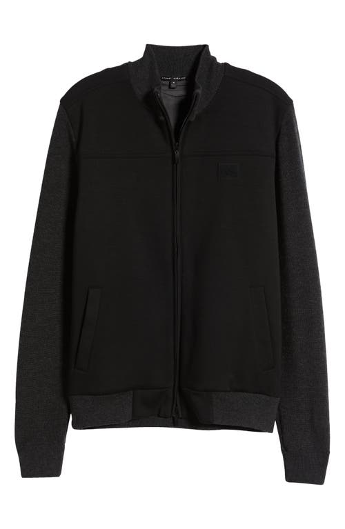 Robert Barakett Cooper Mixed Media Zip Jacket In Charcoal