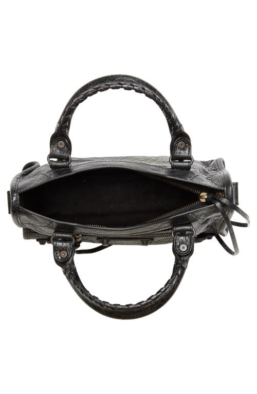 Balenciaga Mini Le City Crinkle Leather Top Handle Bag In 1000 Black