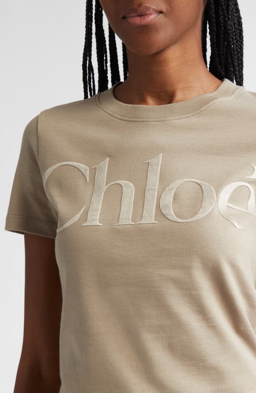 Shop Chloé Logo Appliqué Cotton T-shirt In Powder Grey