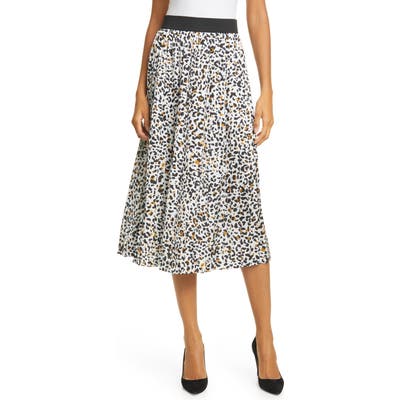 Helene Berman Cheetah Print Pleated Skirt, Grey