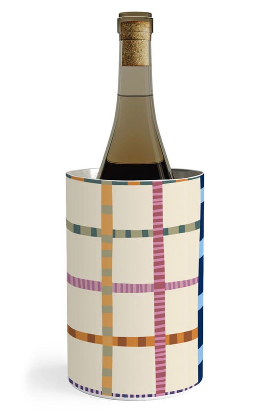 Deny Designs Colorful Grid Wine Chiller In Cream