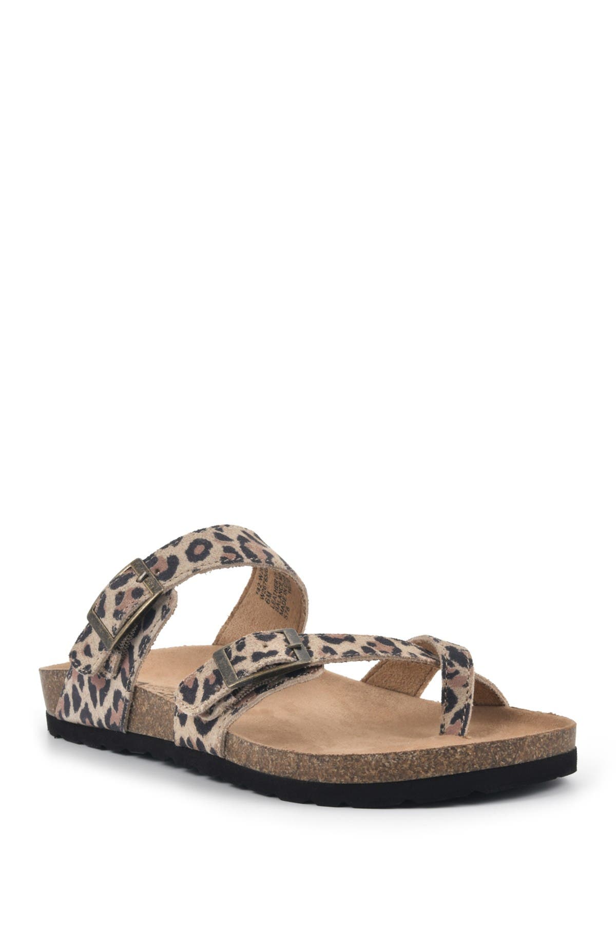 White Mountain Footwear Gracie Double Buckle Sandal In Natural/e-print/leat