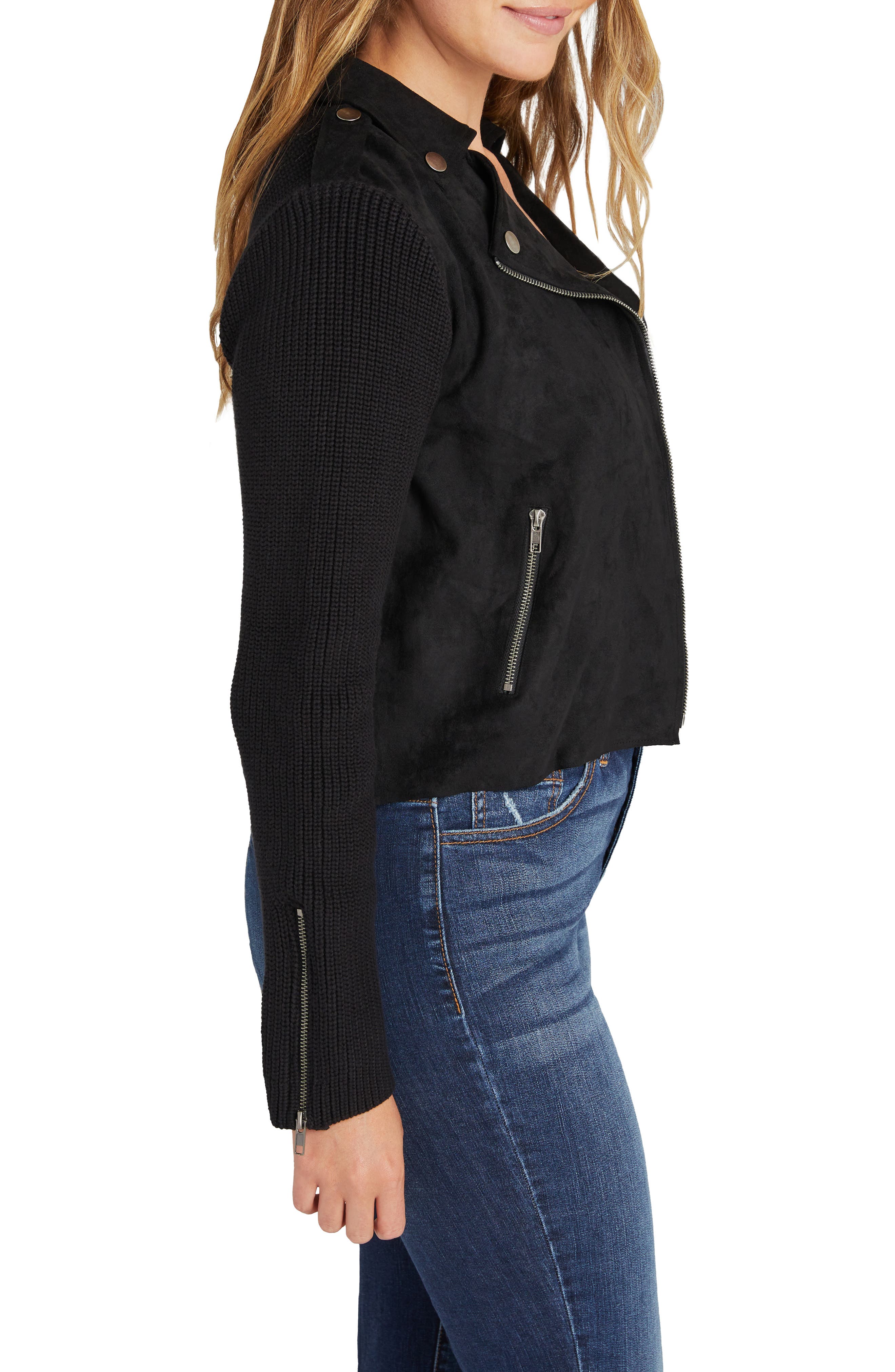 suede knit moto jacket