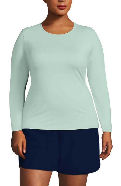 Shop Lands' End Plus Size Crew Neck Long Sleeve Rash Guard Upf 50 Sun Protection Swim Tee In Mint Cream