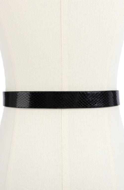 Shop Kurt Geiger London Western Snakeskin Embossed Leather Belt In Black/antique Brass