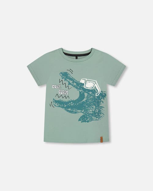 Deux Par Deux Boy's Organic Cotton T-Shirt With Print Sage Green at Nordstrom