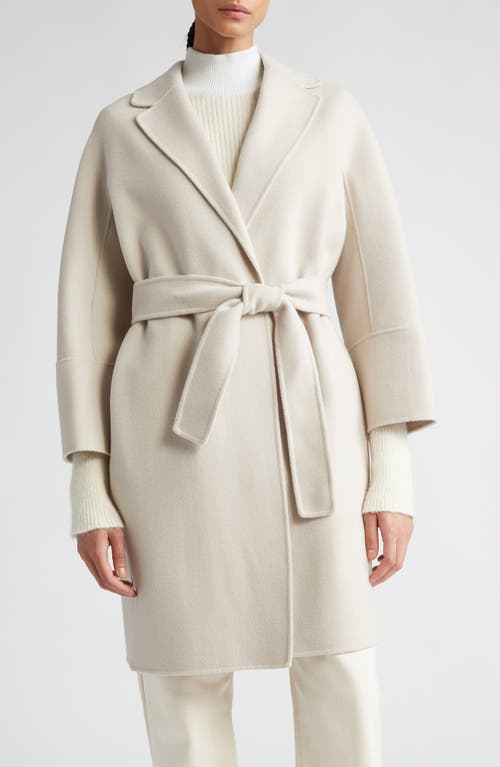 Max Mara Arona Belted Double Face Wool Coat Ecru at Nordstrom,