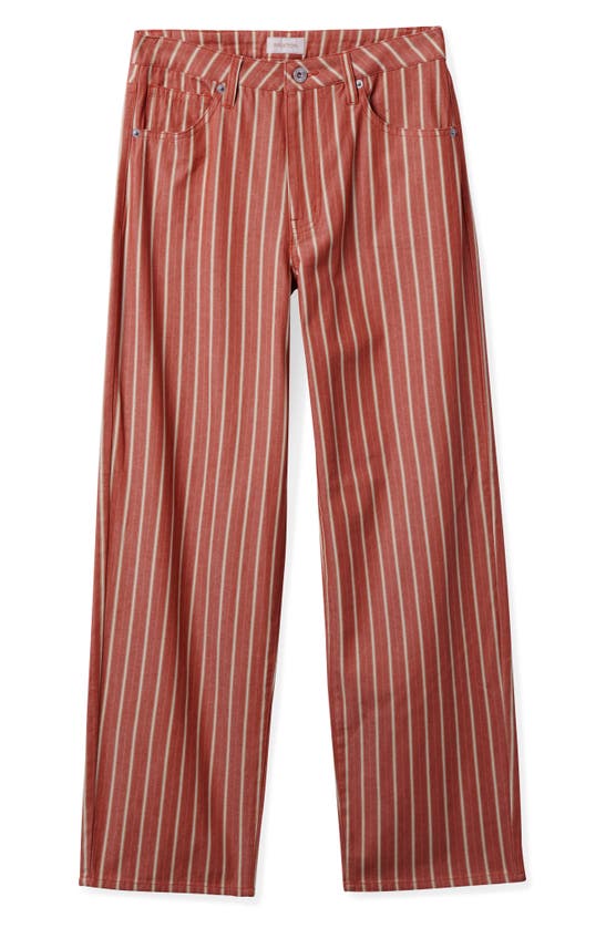 Shop Brixton Lomas Stripe High Waist Straight Leg Pants In Terracotta