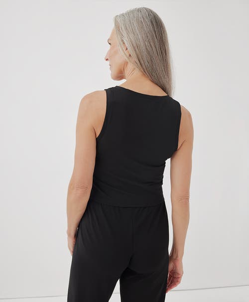 Pact Organic Cotton Cool Stretch Fitted Lounge Tank In Black