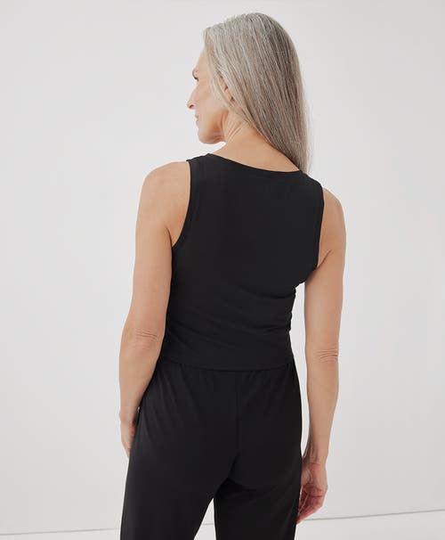 Shop Pact Organic Cotton Cool Stretch Fitted Lounge Tank In Black