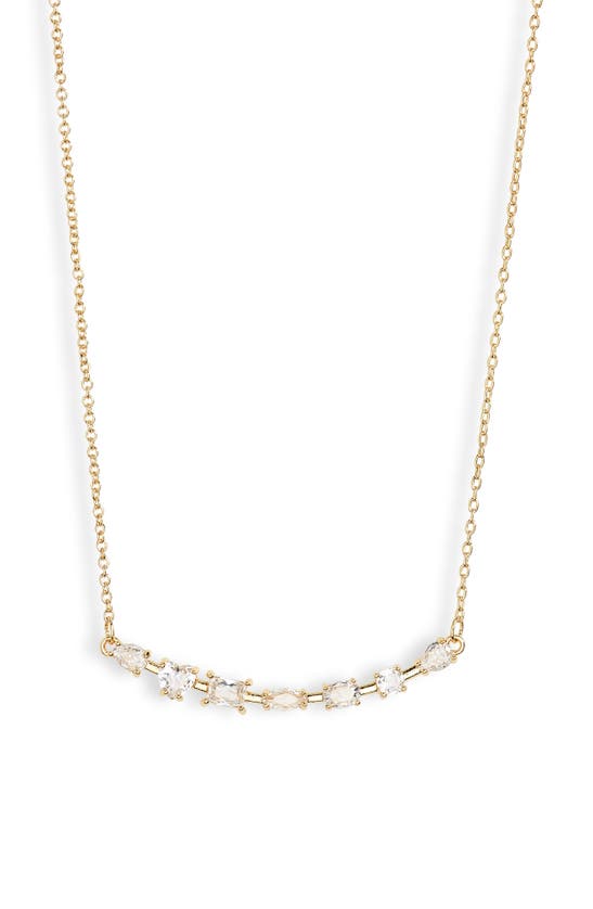 Shop Nordstrom Rack Mixed Cut Cz Statement Necklace In Clear- Gold