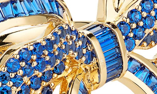 Shop Judith Leiber Couture Bow Ring In Blue/gold