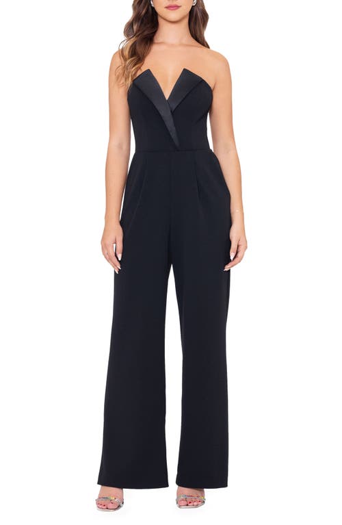 BETSY & ADAM BETSY & ADAM STRAPLESS TUXEDO JUMPSUIT 
