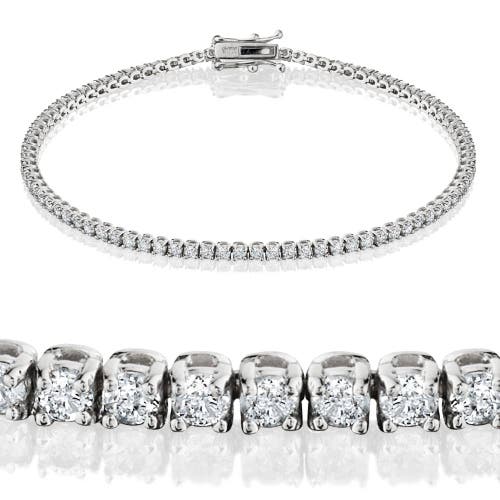 Shop Bliss Diamond 2ct Tw Lab Grown Round Brilliant Cut Diamond Tennis Bracelet 14k White Gold 7"