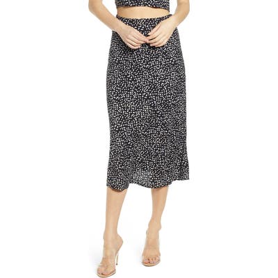 Leith Button Side Midi Skirt, Black