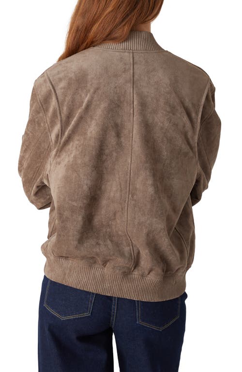 Blanknyc Faux Suede Bomber Jacket In Oyster Shell