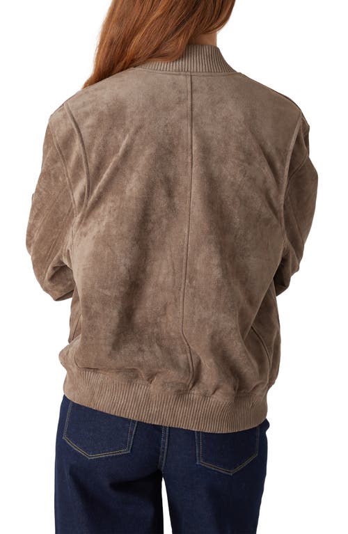 Shop Blanknyc Faux Suede Bomber Jacket In Oyster Shell