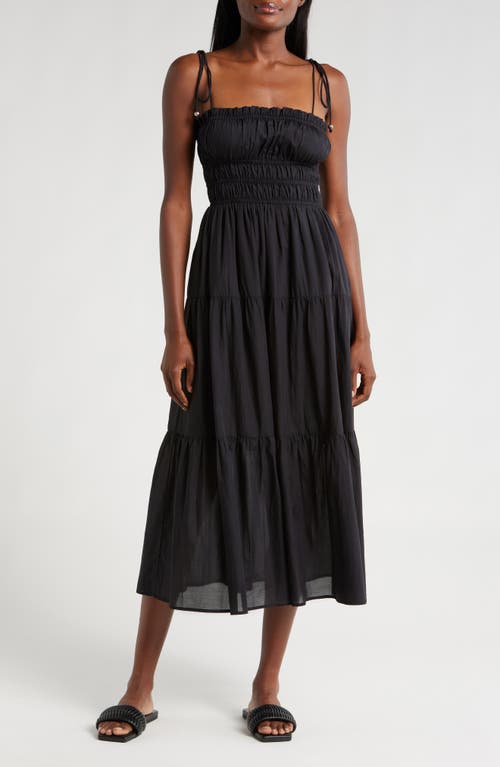 Elan Smocked Midi Dress In Black