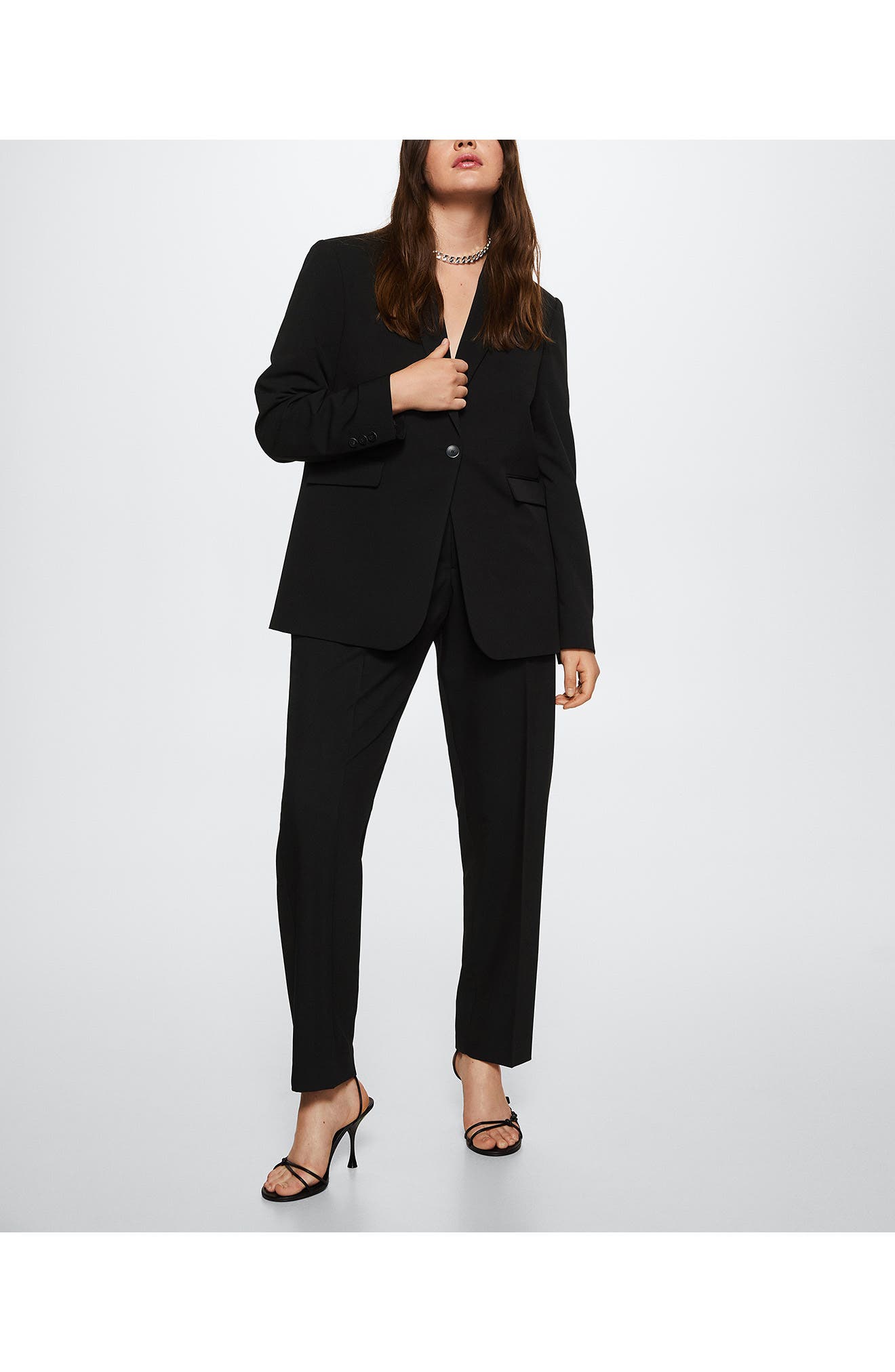 Mango - Fitted Suit Blazer Black - 10 - Women