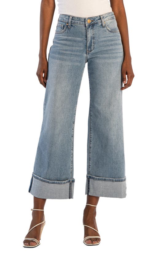 Shop Kut From The Kloth Meg Fab Ab Cuff High Waist Wide Leg Jeans In Charming