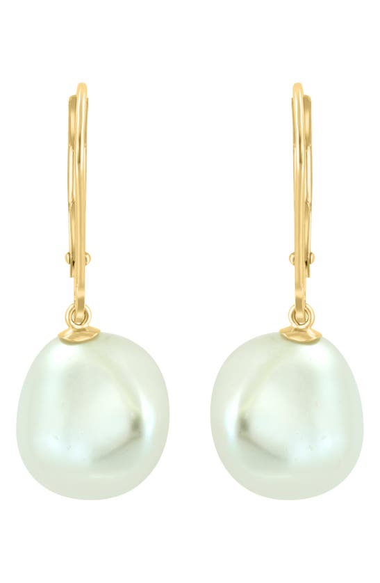 Effy 14k Yellow Gold 10mm Freshwater Pearl Drop Lever Back Earrings In Yellow Gold