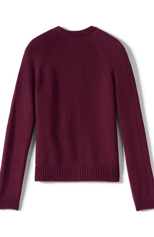 Shop Lands' End School Uniform Girls Cotton Modal Zip-front Cardigan Sweater In Burgundy