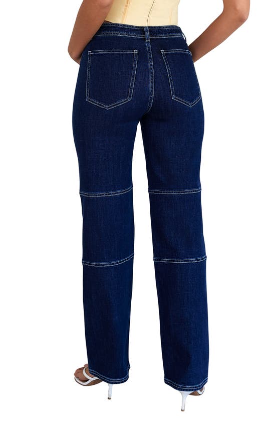 Shop Mistress Rocks Ranger Straight Leg Utility Jeans In Dark Blue