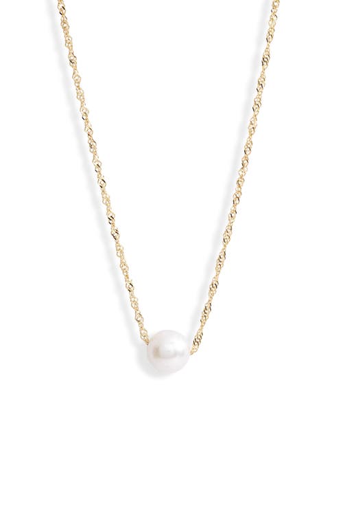 Poppy Finch Shimmer Freshwater Pearl Pendant Necklace in Yellow Gold at Nordstrom, Size 16