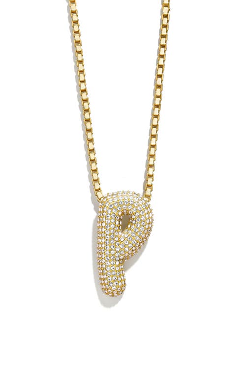 Pavé Crystal Bubble Initial Pendant Necklace in Gold P