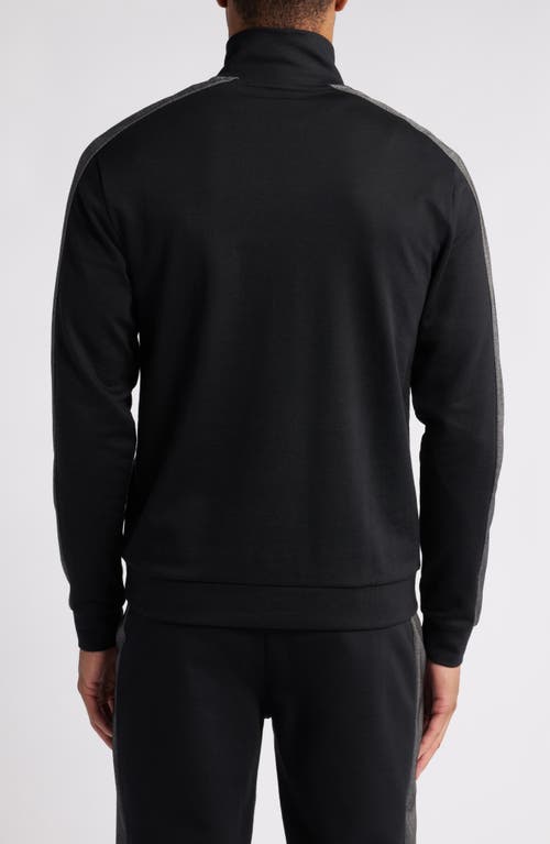 Shop Hugo Boss Boss Quarter Zip Logo Pullover In Black