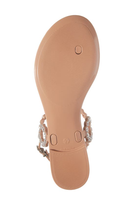 Aquazzura T-strap Pink Sandals With Circular Embellishments In Pink Nude
