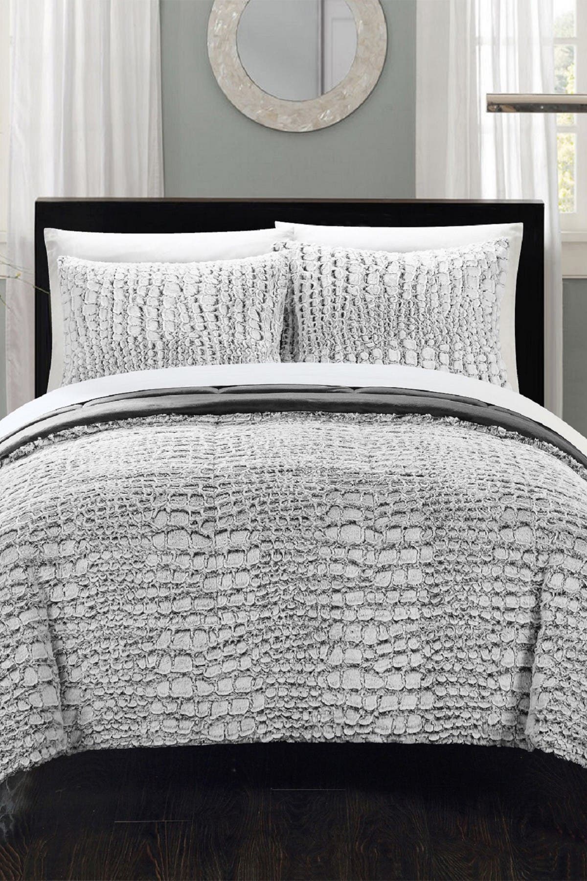 Chic Home Bedding Alligator Print Faux Fur 3Piece Queen Comforter