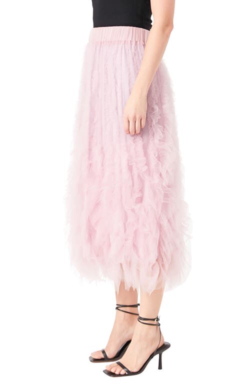 Endless Rose Ruffle Tulle Midi Skirt In Mulberry