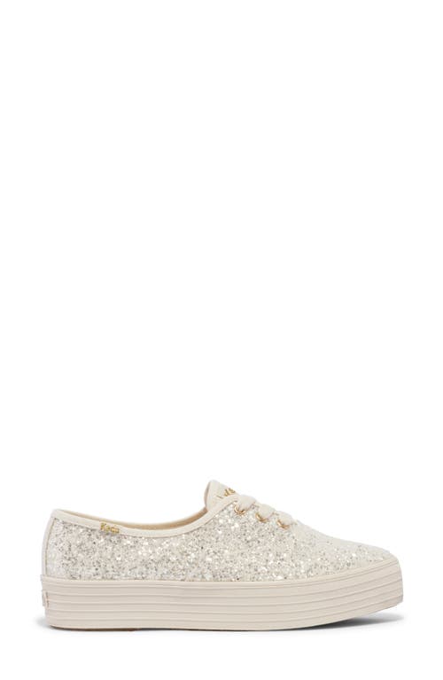 Keds ® Point Glitter Platform Sneaker In Light Beige Glitter