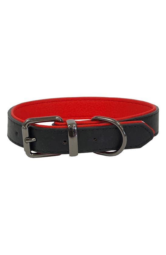 Dogs Of Glamour Valentiono Luxury Collar In Black/red