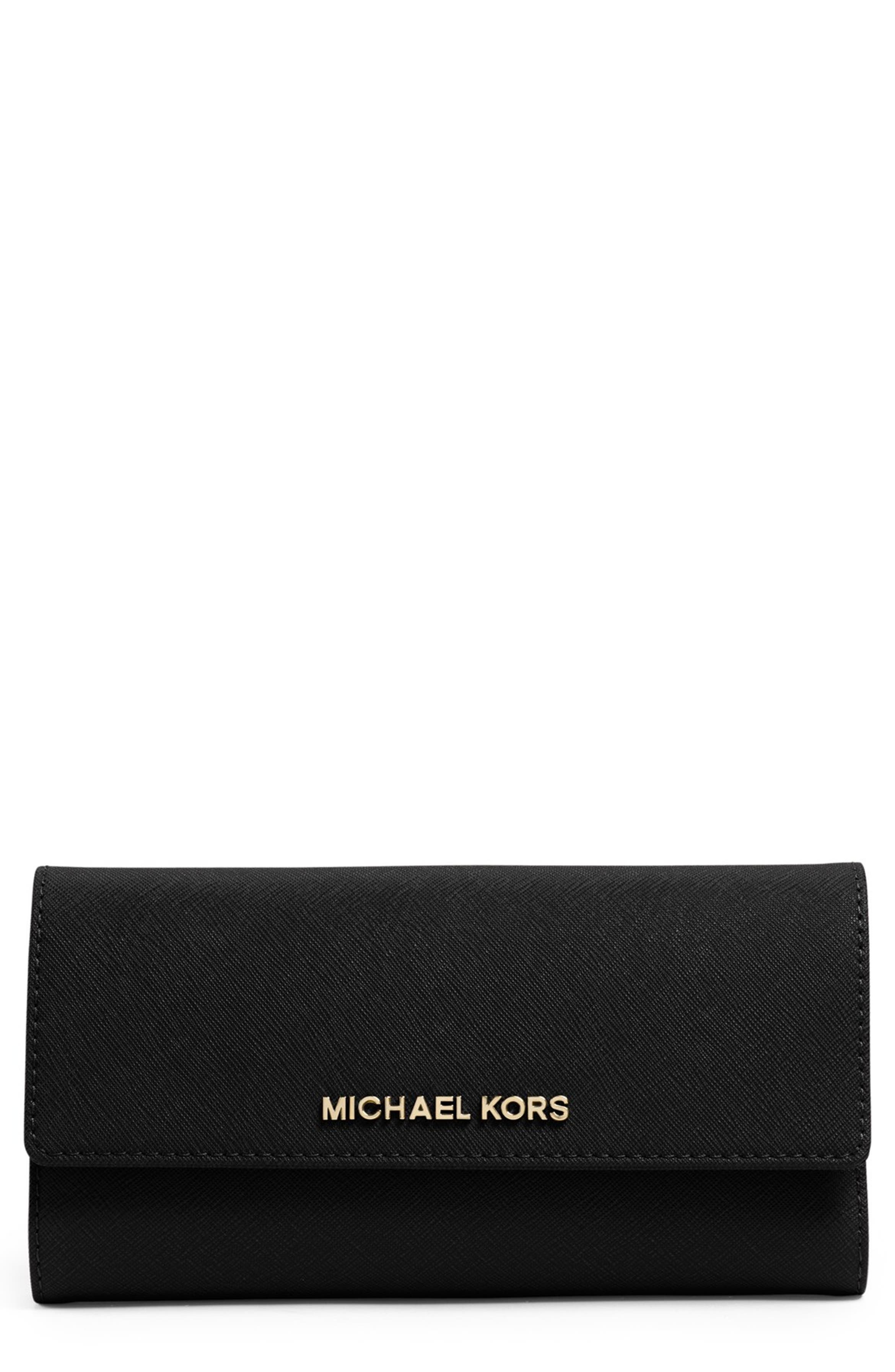 MICHAEL Michael Kors 'Jet Set' Saffiano Leather Checkbook Wallet ...