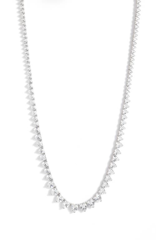 SHYMI Graduated Heart Tennis Necklace in Silver - White at Nordstrom