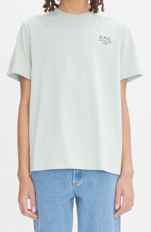 Shop Apc A.p.c. Embroidered Logo Cotton T-shirt In Light Green/green