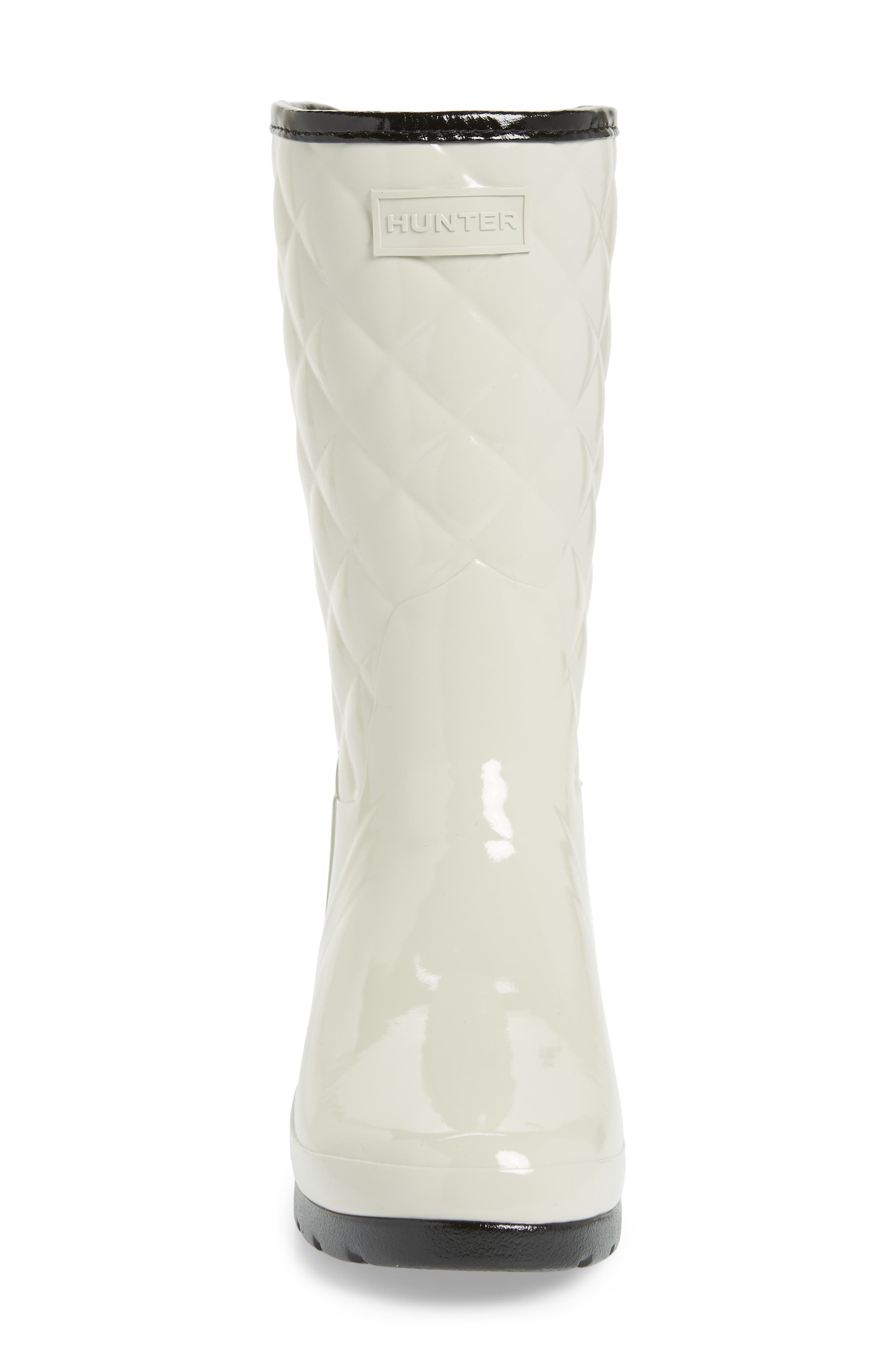 refined high gloss quilted short waterproof rain boot