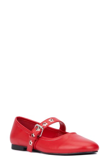 Shop Olivia Miller Element Mary Jane Flat In Red