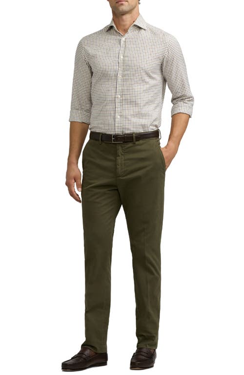 Shop Ralph Lauren Purple Label Flat Front Stretch Cotton Chinos In Thicket Moss