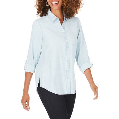 Foxcroft Rhea Stripe Shirt, Blue