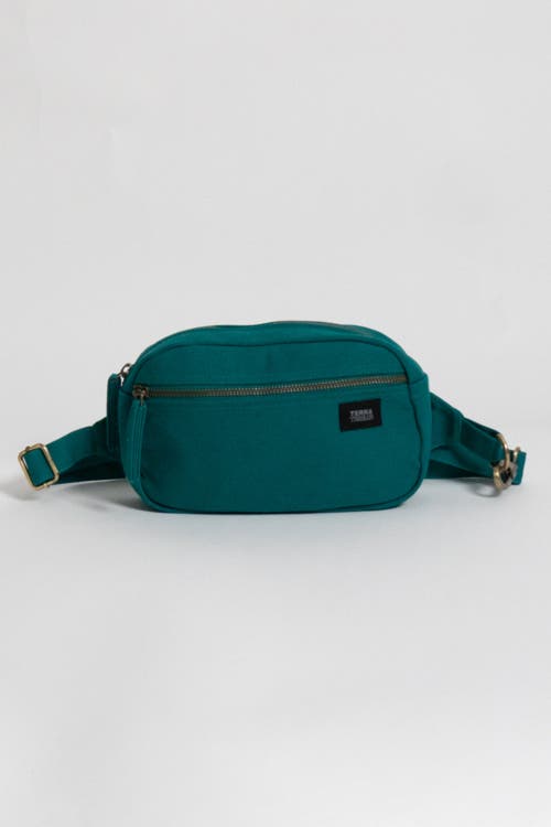 Terra Thread Organic Cotton Sling Belt Bag In Deep Sea Teal