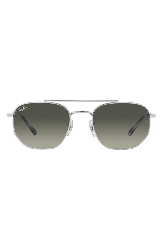 Ray Ban 57mm Gradient Square Aviator Sunglasses In Silver