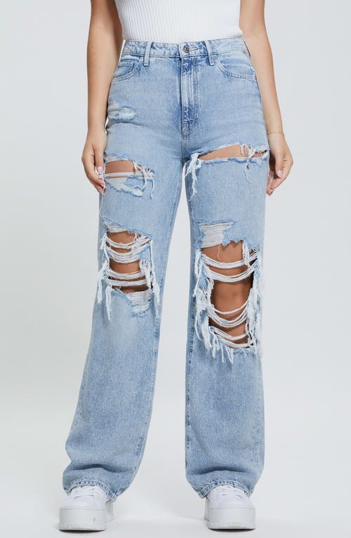 Guess '90s Distressed High Waist Nonstretch Jeans In Rhyme Destroy